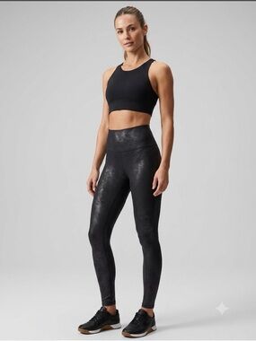 Spanx Faux Leather Snake Print High Rise Slimming Leggings Black Medium Tall